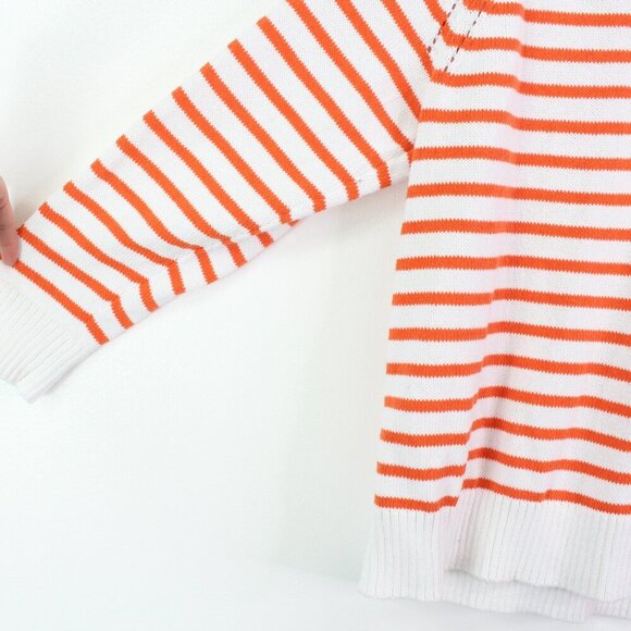 Talbots Johnny Collar Striped Knit Sweater White Orange 2x - Picture 4 of 9